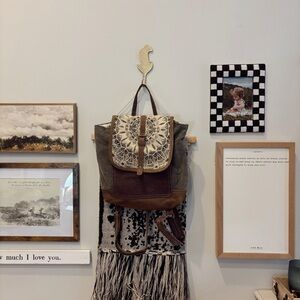 myra bag cotton canvas & leather backpack